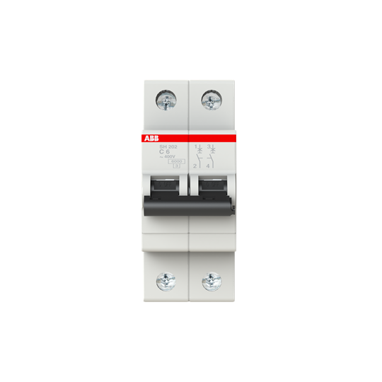 SH202-C 6 (MCB, 6A, 2P, 6 kA, IEC/EN 60898) 