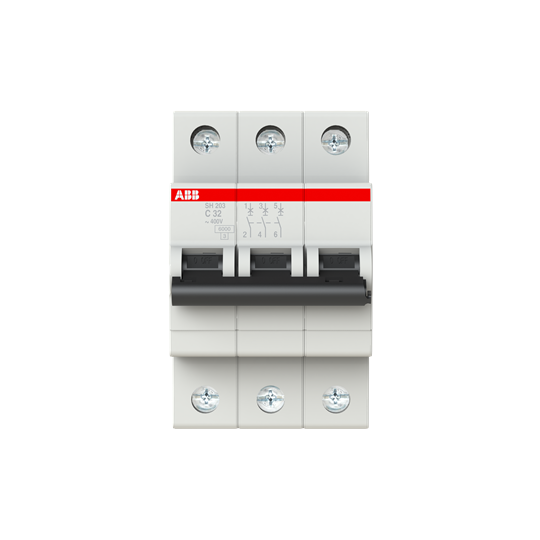 SH203-C 32 (MCB, 32A, 3P, 6 kA, IEC/EN 60898) 