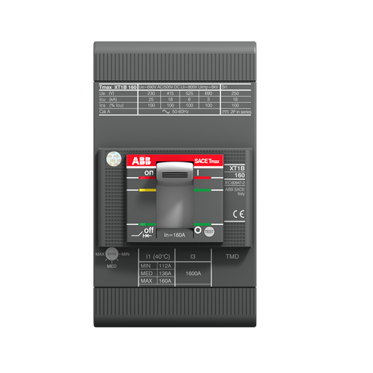 XT1C 160 TMD 63-630 3p F F (MCCB, 63AT/160AF, 3P, 25 kA, THERM. MAGNET. TRIP UNIT)