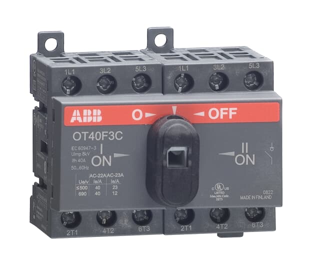CHANGE-OVER SWITCH OT40F4C (MANUAL, 3P, 40A, I-O-II, IP20, OPEN TRANSITION)