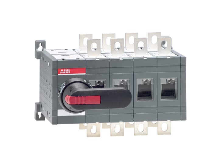 CHANGE-OVER SWITCH OT400E04CP (MANUAL, 4P, 400A, I-O-II, OPEN TRANSITION, IP65 PISTOL HANDLE, PADLOCKABLE, DOOR INTERLOCK)