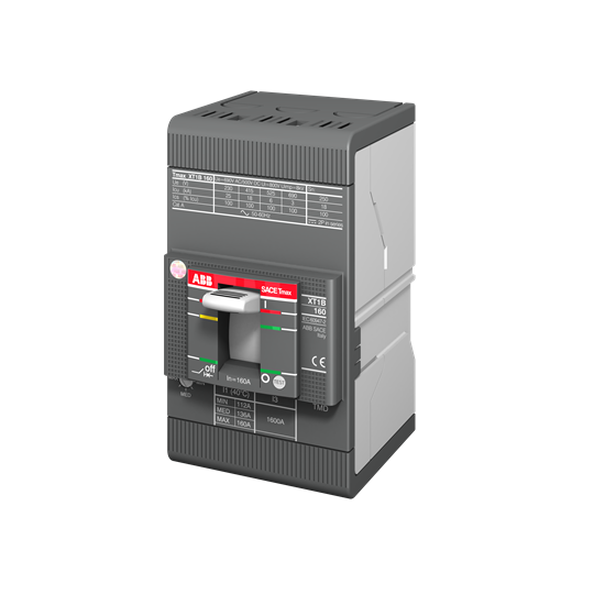 XT1B 160 TMD 160-1600 3p F F (MCCB, 160AT/160AF, 3P, 18 kA, THERM. MAGNET. TRIP UNIT)