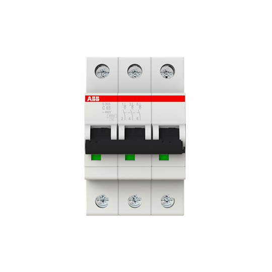 S203-C 63 (MCB, 63A, 3P, 10 kA, IEC/EN60947-2)